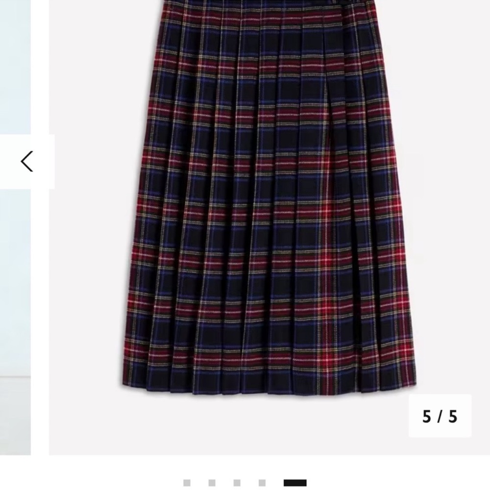 Boden Josephine Check Wool Rich Kilt Skirt Tartan Navy/Multi Sz US 14 NWT - Picture 4 of 6